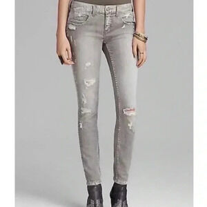Free People Megs Distressed Destroyed Skinny Jeans, Size 28